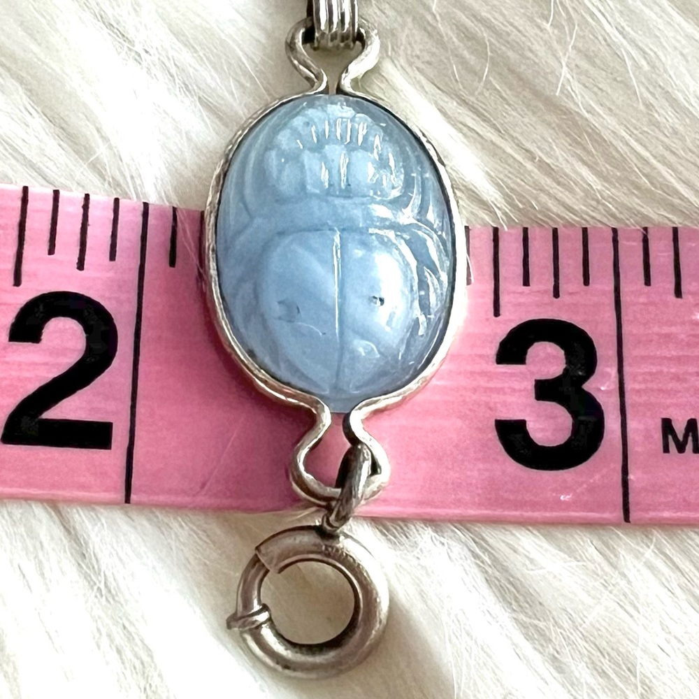 Vintage Scarab Egyptian themed beetle Sterling Silver bracelet - Picture 4 of 14